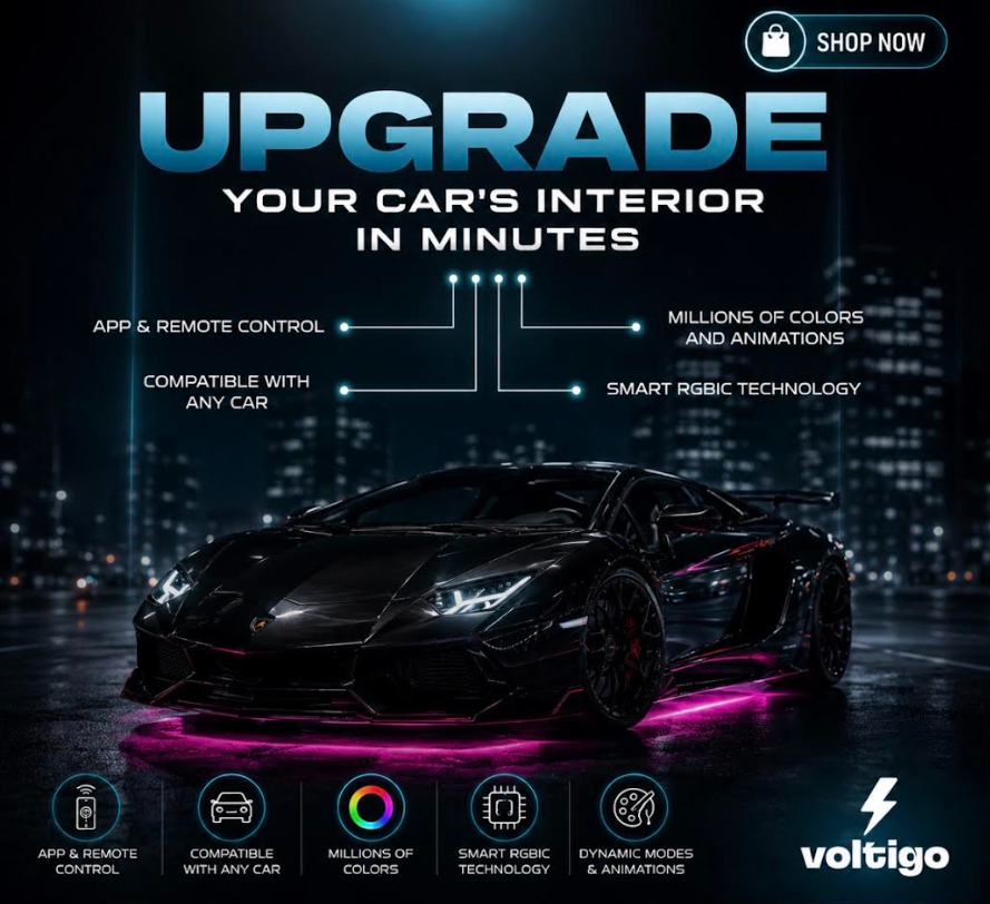 RGB Smart LED Car Interior Lights – Music Sync Ambient Kit