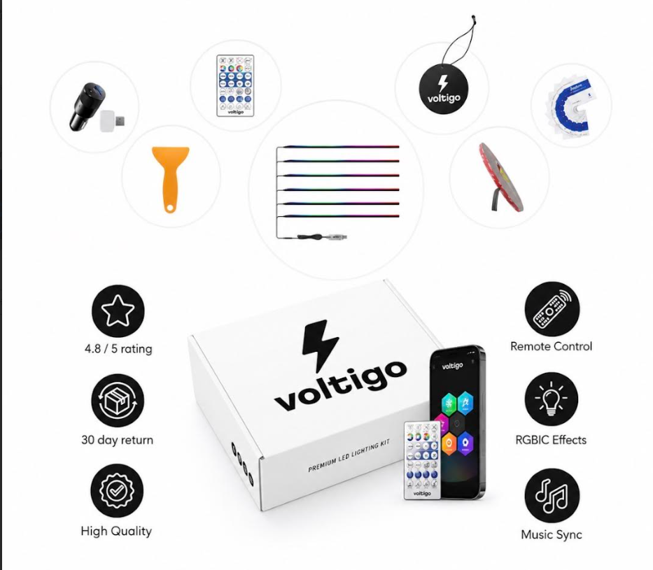 RGB Smart LED Car Interior Lights – Music Sync Ambient Kit